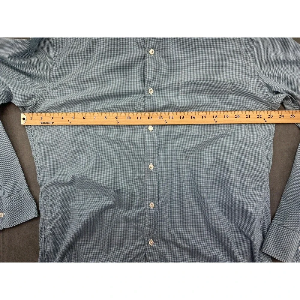 J Crew Shirt Mens XL Blue Green Micro Check Ludlow Slim Fit Button Down Casual